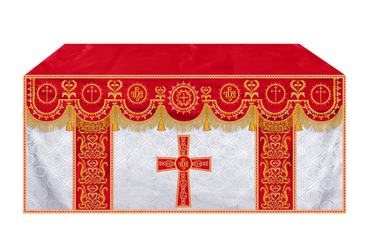 Embroidered Altar Frontal with Ornate Orphrey & Cross Design