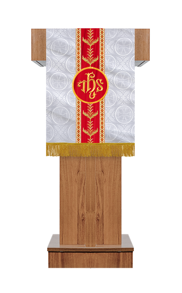 Altar Table Cloth with Fine Embroidered Trims & Spiritual Motifs