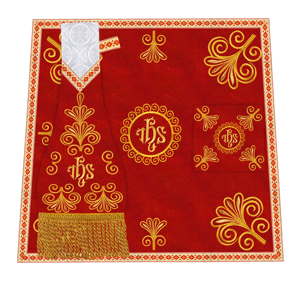 Ornate Altar Cloth with Gold Embroidery & Gothic Cross Design