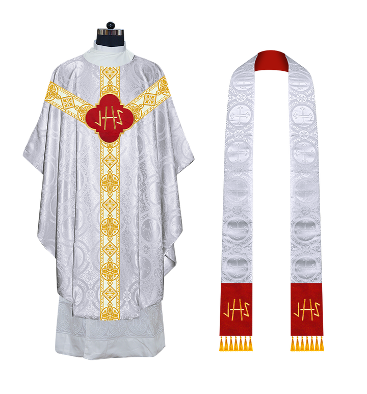 Gothic Chasuble Vestment with Motif and Trims