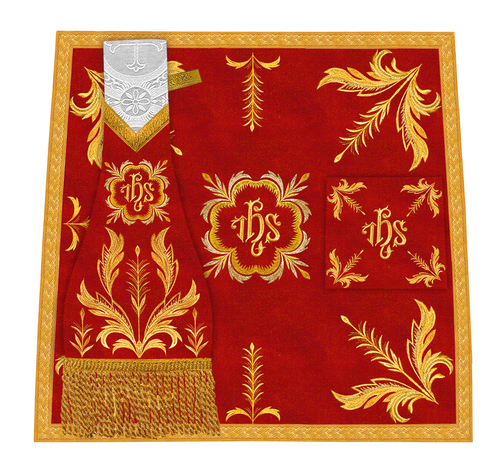 Set of Four Roman Chasuble with liturgical motifs