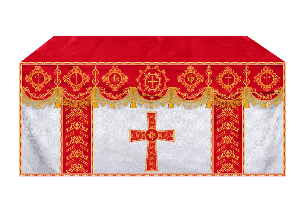 Elegant Altar Cloth with Intricate Orphrey Embroidery & Motif