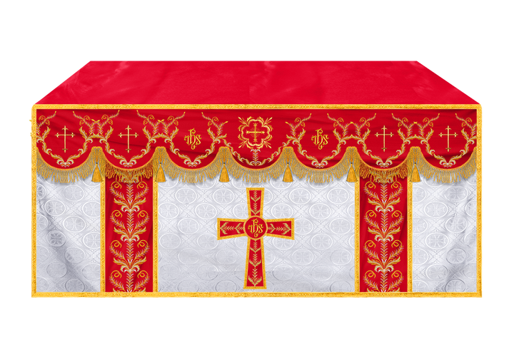 Handcrafted Church Altar Cloth with Detailed Embroidered Trims
