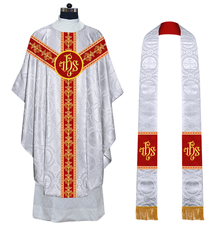 Gothic Chasuble Vestments With  Liturgical Motifs and Trims