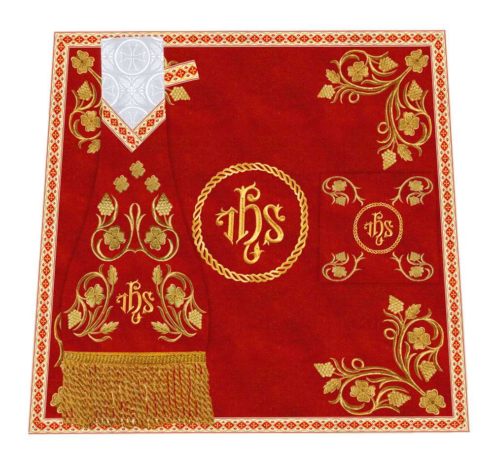 Embroidered Altar Cloth Embellished with Spiritual Motifs