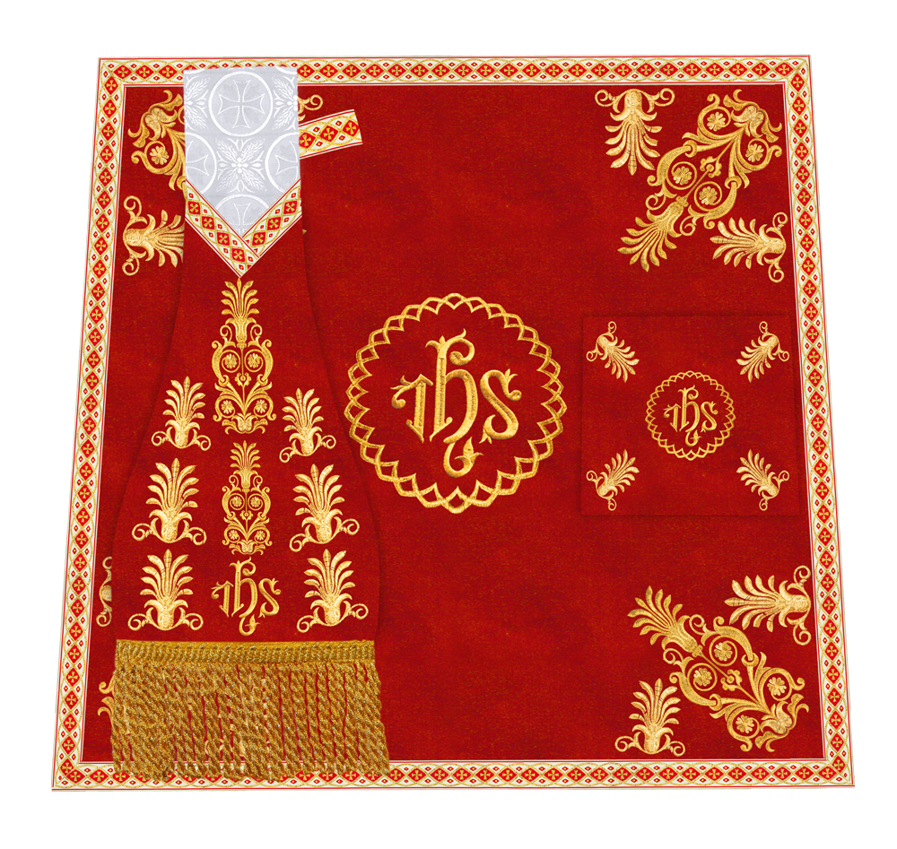 Traditional Altar Cloth with Embroidered Cross & Braided Trims