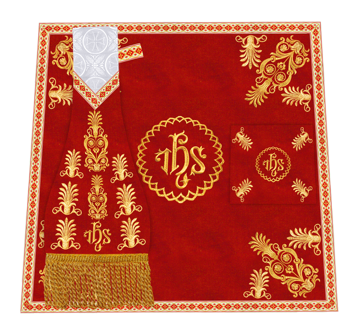 Traditional Altar Cloth with Embroidered Cross & Braided Trims