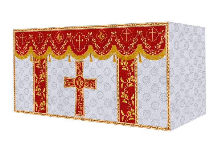 Elegant Embroidered Altar Cloth with Decorative Trim