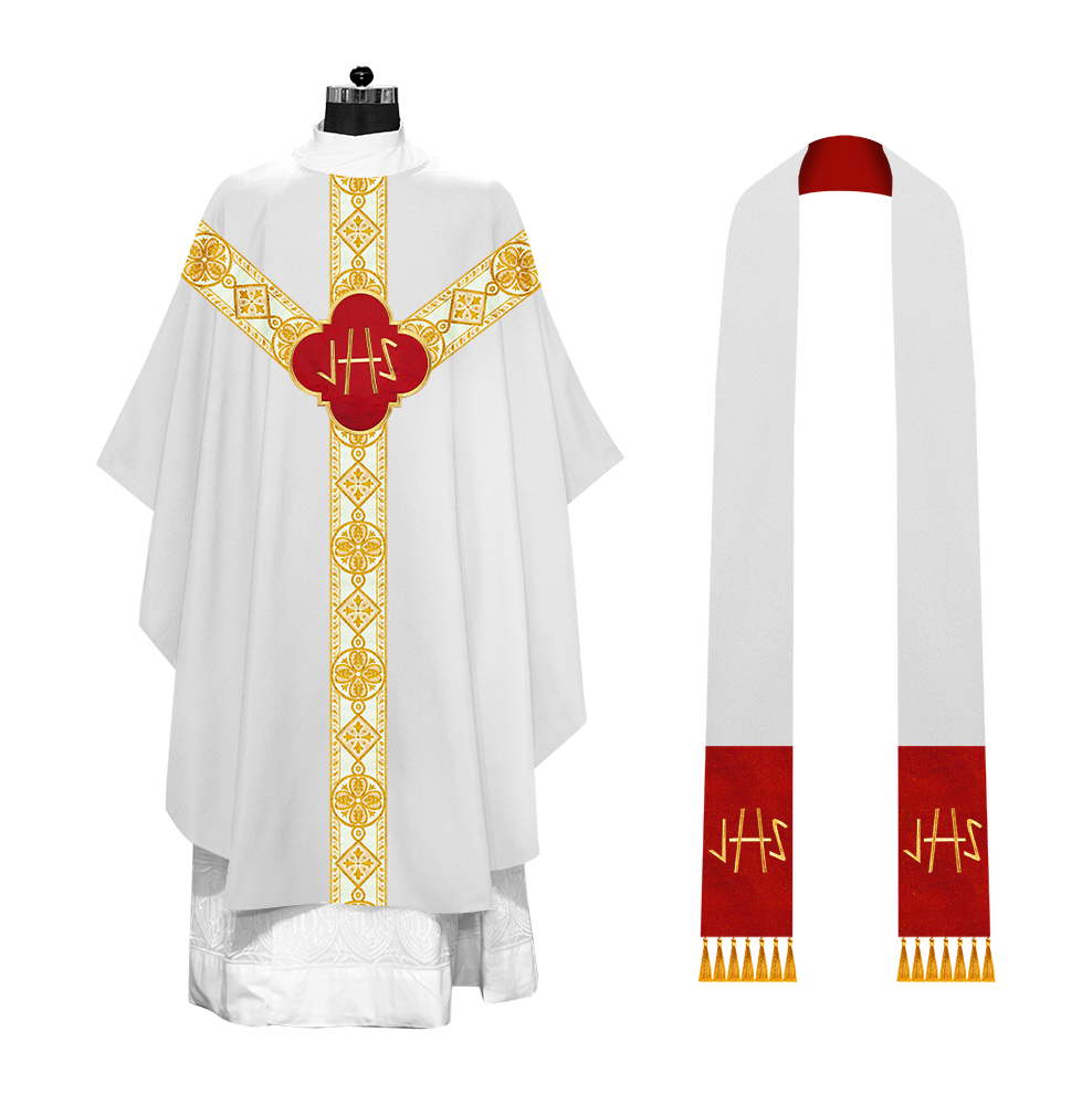 Gothic Chasuble Vestment with Motif and Trims