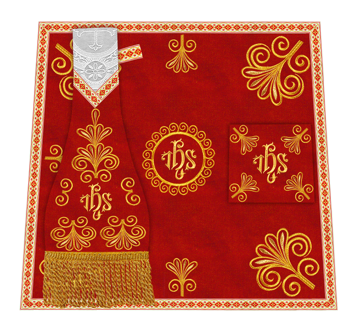 Roman Chasuble Vestment enriched With Coloured Braids and Trims