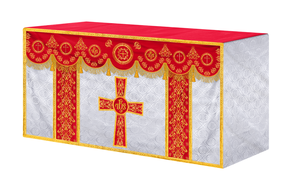 Liturgical Altar Table Cloth with Elegant Embroidery Trims