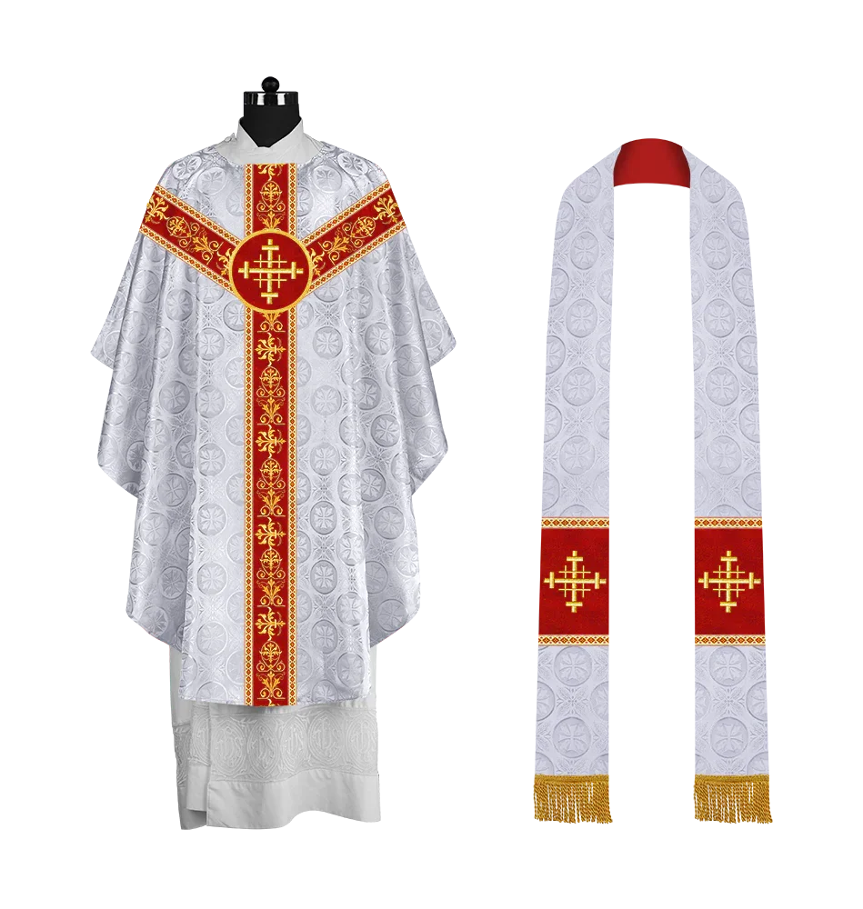 Elegant Gothic Chasuble with Embroidered Motif & Y-type Orphrey