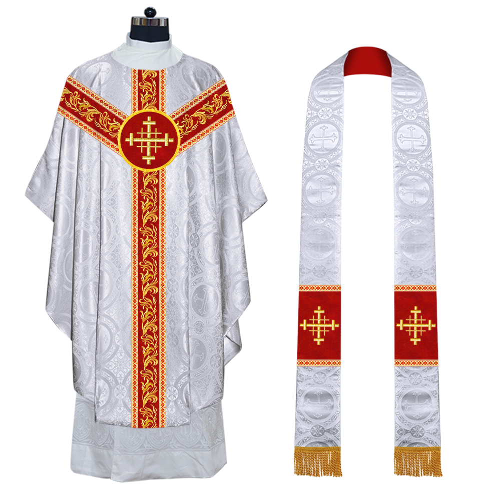 Gothic Chasuble Vestments With Ornate Embroidery And Trims