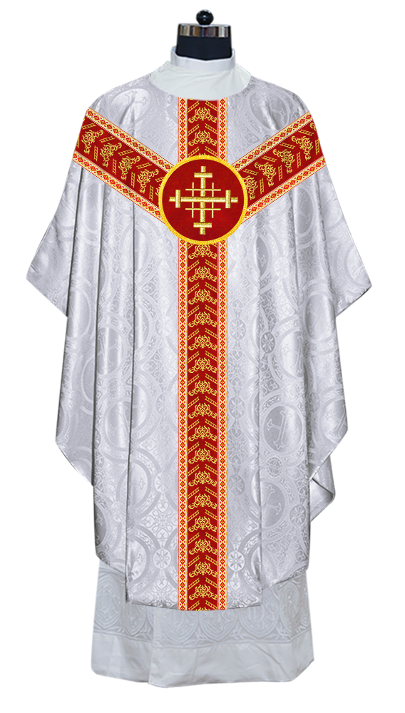 Gothic Chasuble Vestments With Ornate Embroidery And Trims