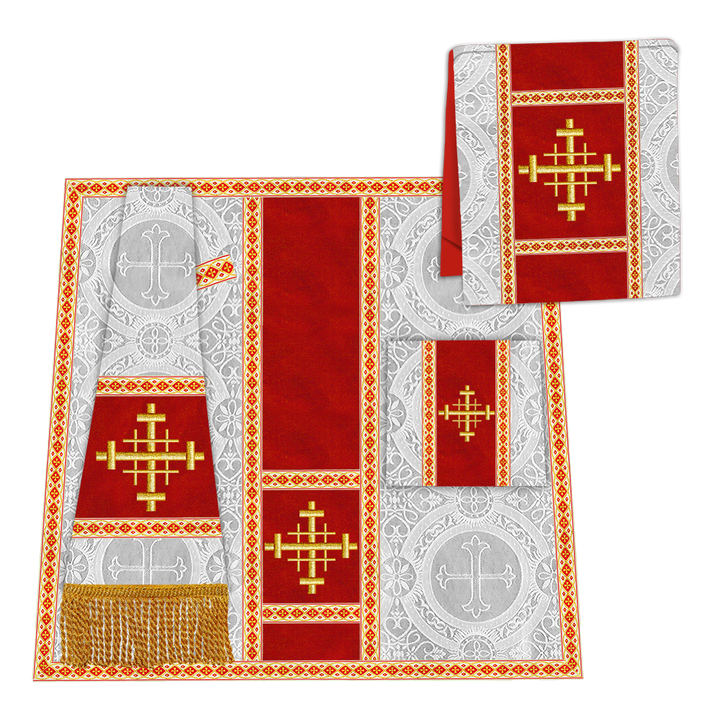 Gothic Chasuble Vestment with Embroidered Cross and Trims