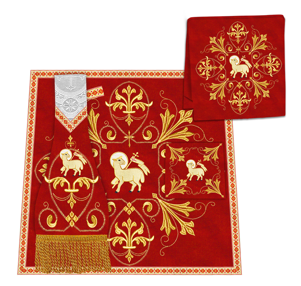 Embroidered Roman Cope Vestment with Braided Trims