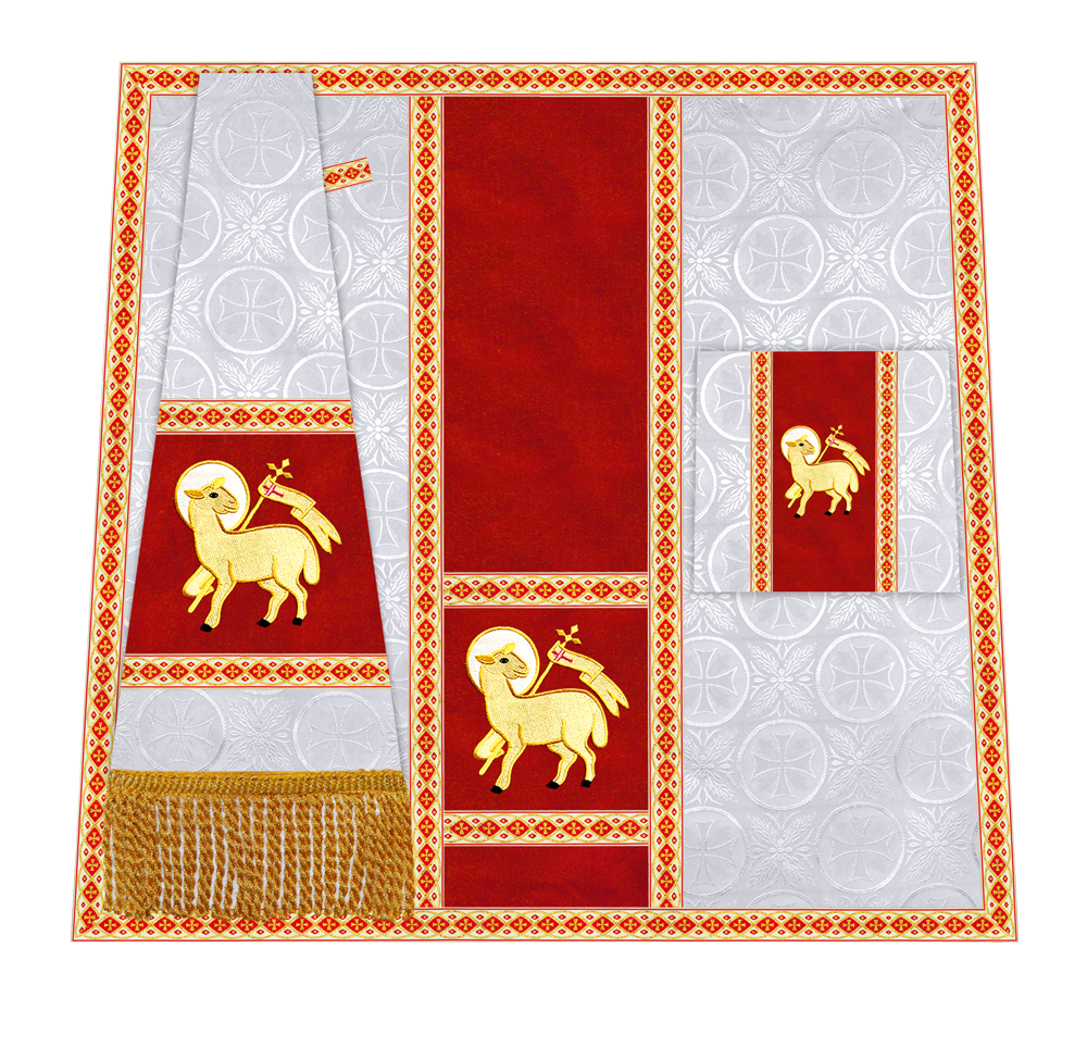 Traditional Altar Mass Set with  Embroidered Motifs