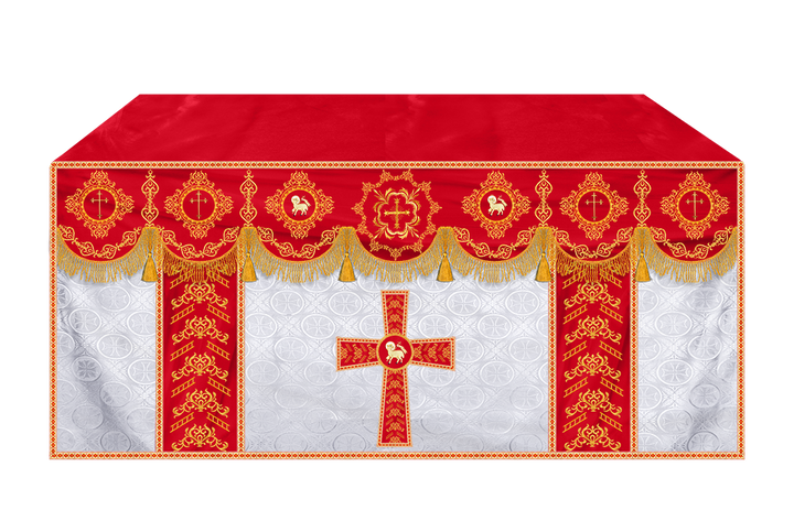 Elegant Altar Cloth with Intricate Orphrey Embroidery & Motif