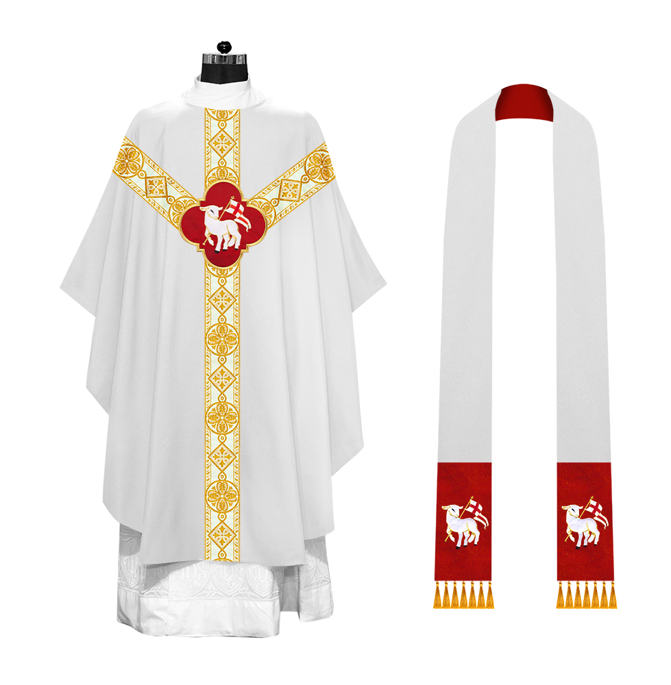 Gothic Chasuble Vestment with Motif and Trims