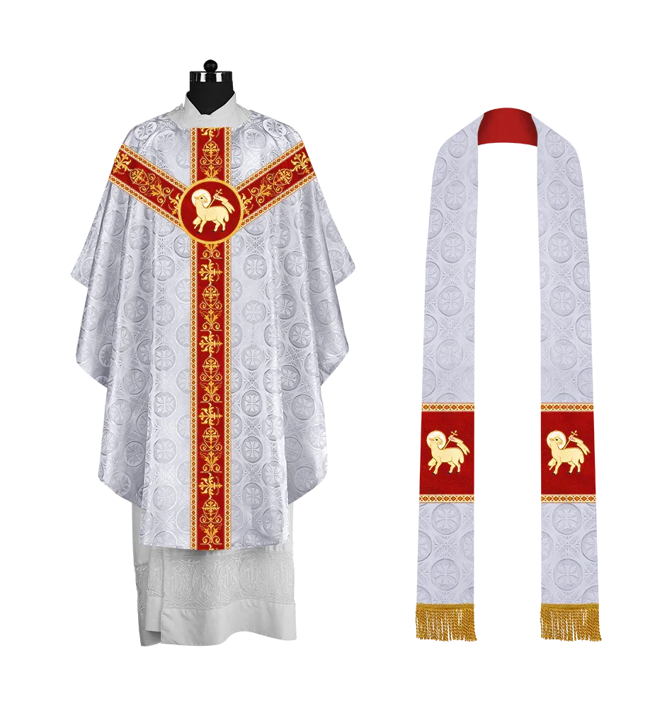 Elegant Gothic Chasuble with Embroidered Motif & Y-type Orphrey