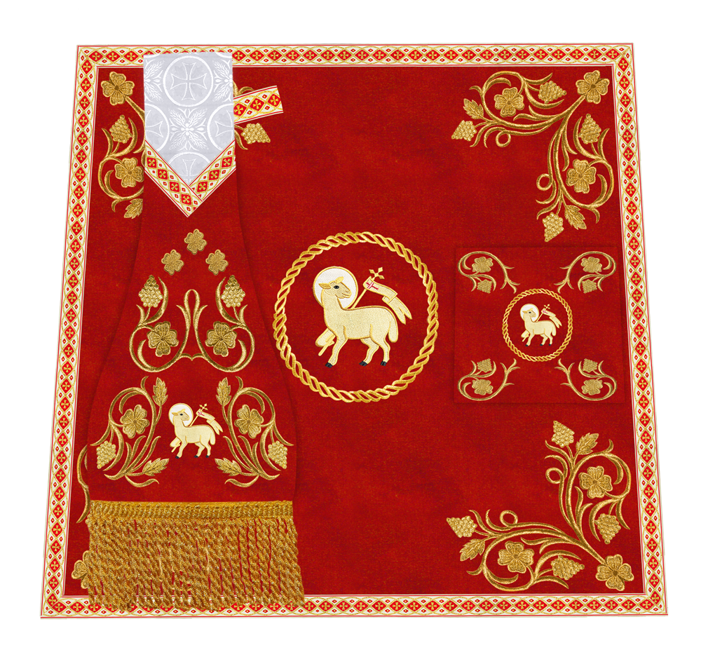 Embroidered Altar Cloth Embellished with Spiritual Motifs