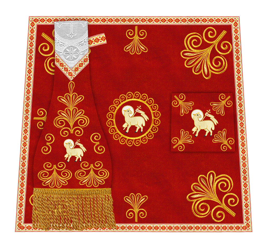 Roman Chasuble Vestment enriched With Coloured Braids and Trims