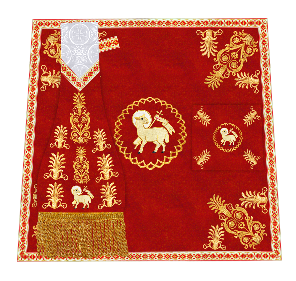 Traditional Altar Cloth with Embroidered Cross & Braided Trims