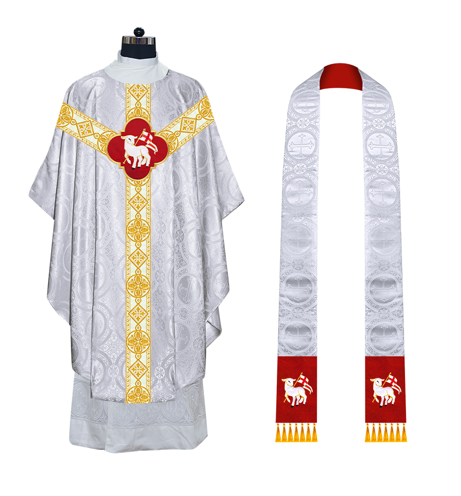 Gothic Chasuble Vestment with Motif and Trims