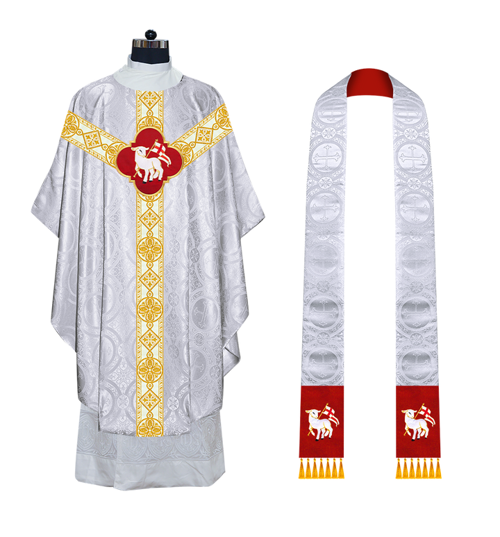 Gothic Chasuble Vestment with Motif and Trims