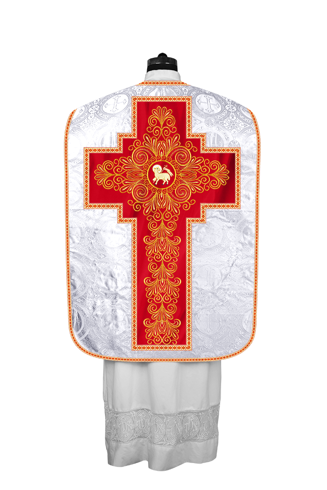 Roman Chasuble Vestment enriched With Coloured Braids and Trims