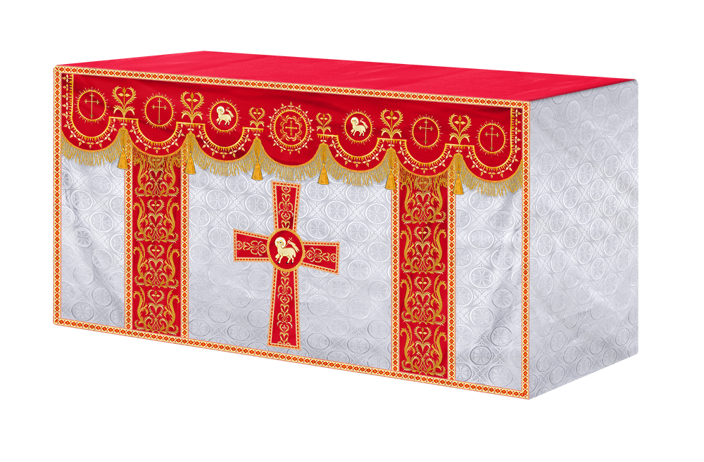 Embroidered Altar Frontal with Ornate Orphrey & Cross Design