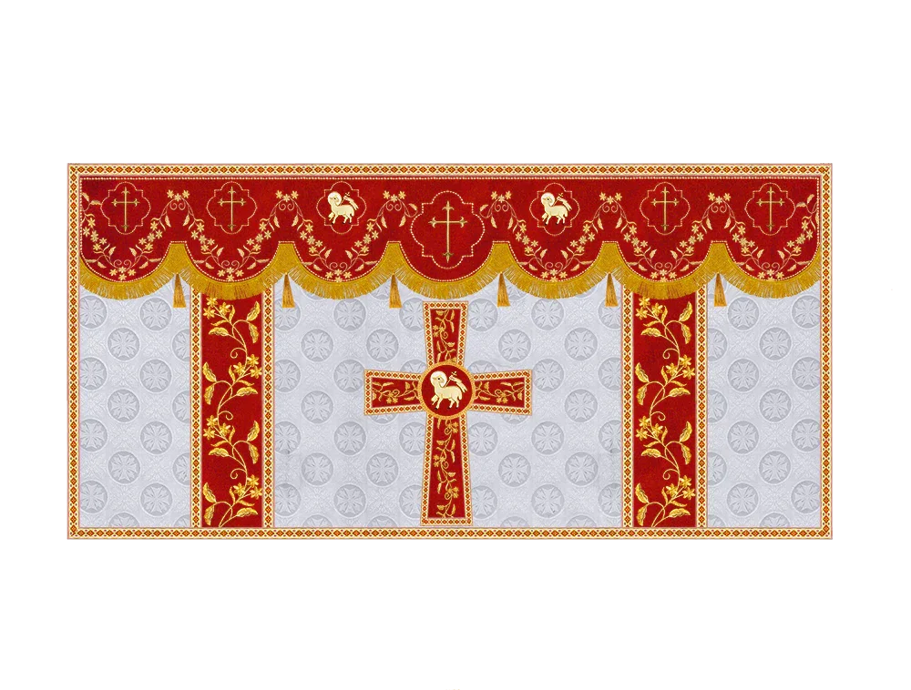 Elegant Embroidered Altar Cloth with Decorative Trim