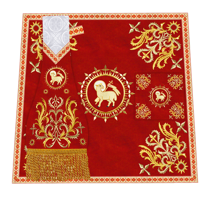 Embroidered Altar Frontal with Ornate Orphrey & Cross Design