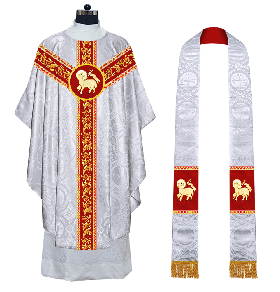 Gothic Chasuble Vestments With Ornate Embroidery And Trims