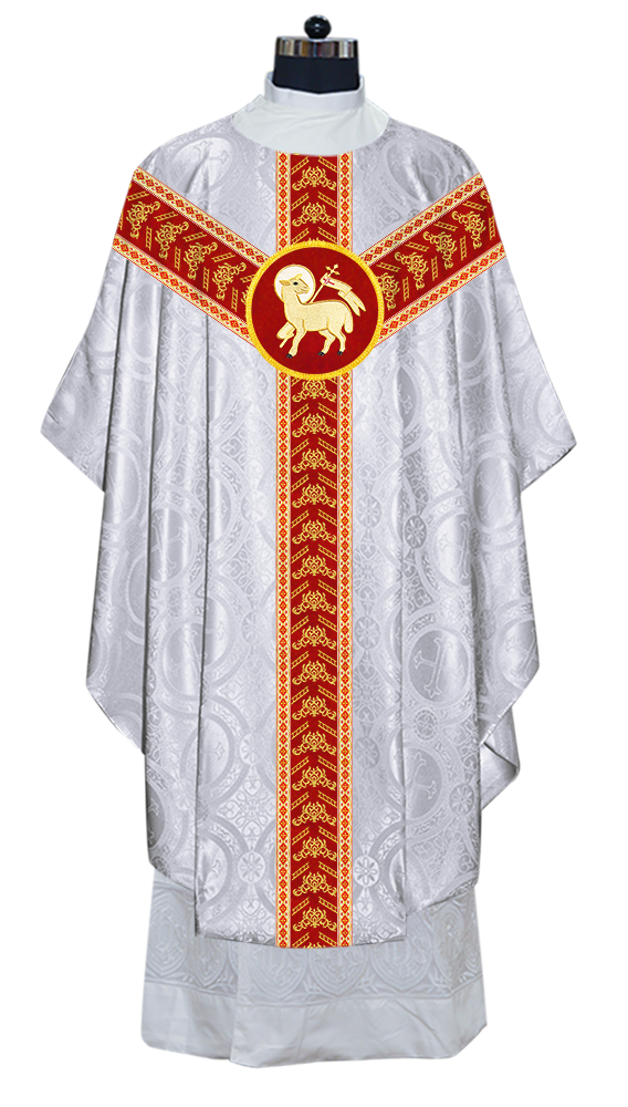 Gothic Chasuble Vestments With Ornate Embroidery And Trims