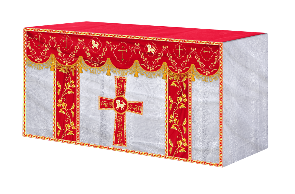 Altar Table Cloth With Floral Embroidery trims