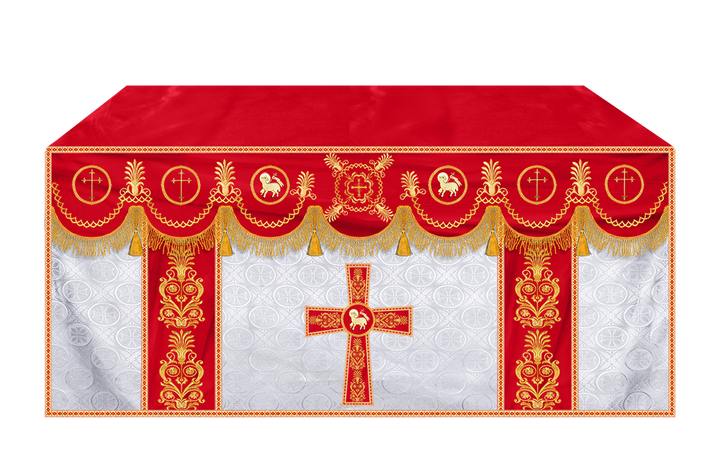 Traditional Altar Cloth with Embroidered Cross & Braided Trims