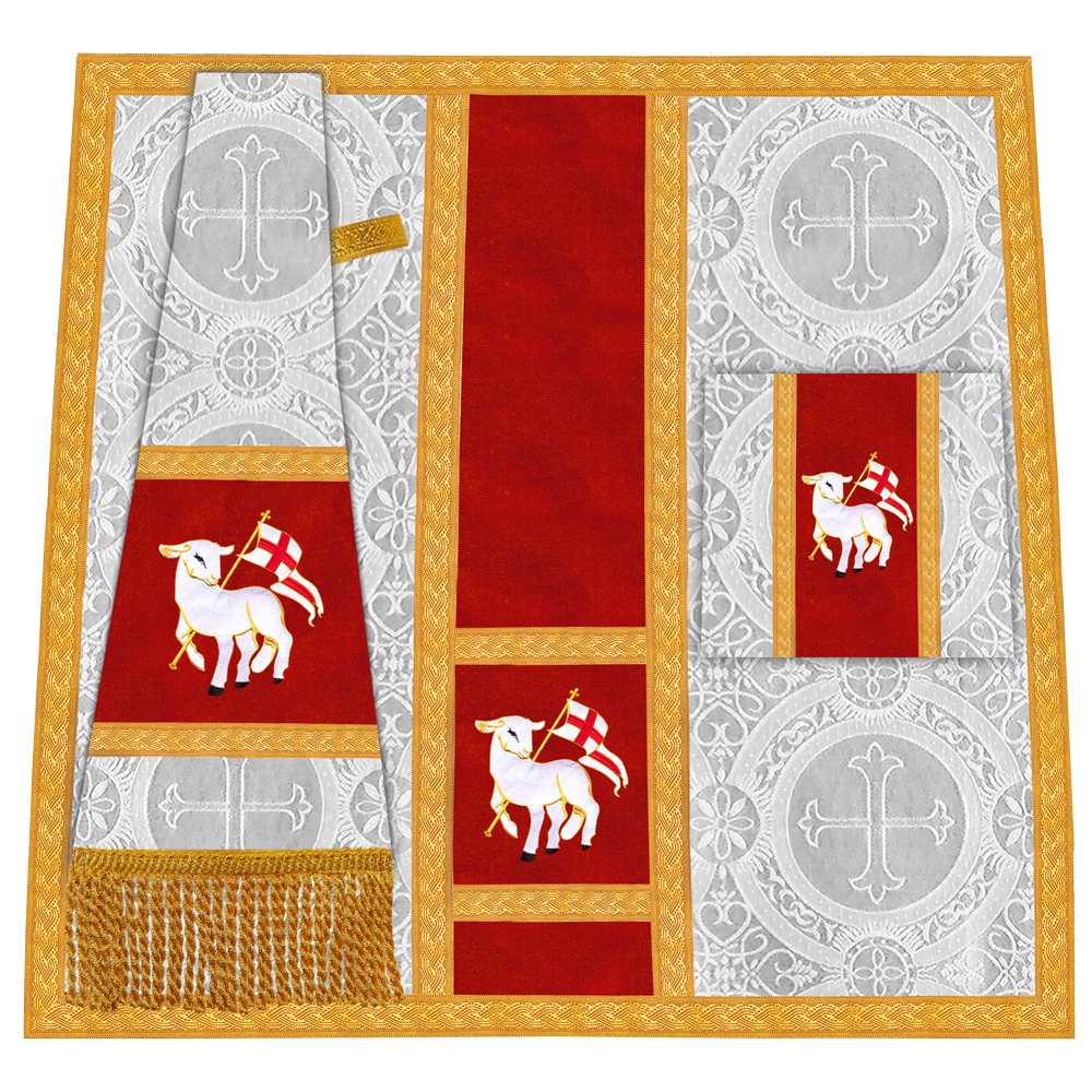 Roman Chasuble Vestment with Spiritual Motif and Ornate Braids