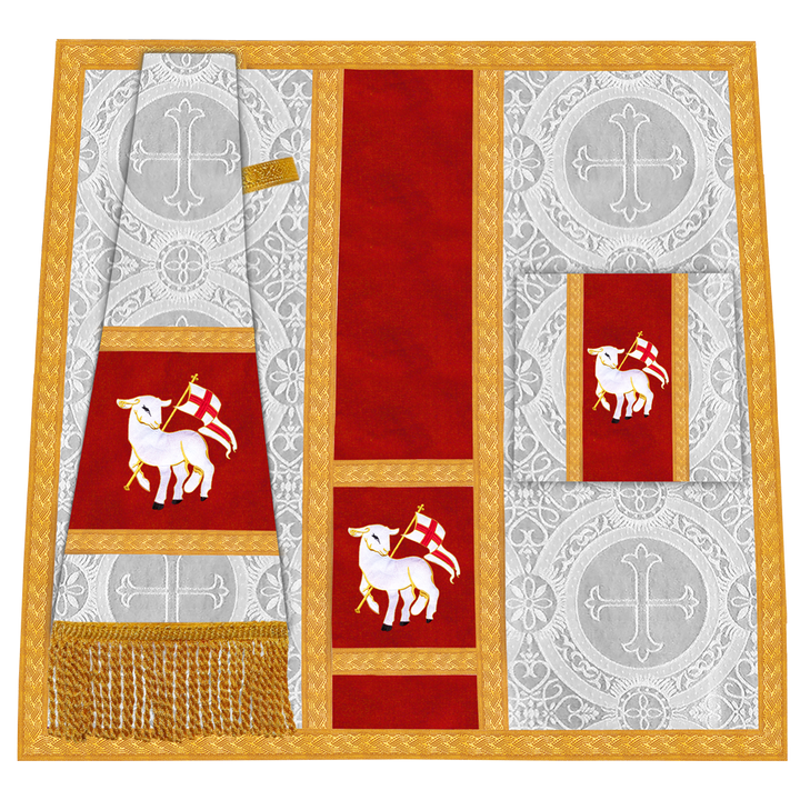 Roman Chasuble Vestment with Spiritual Motif and Ornate Braids