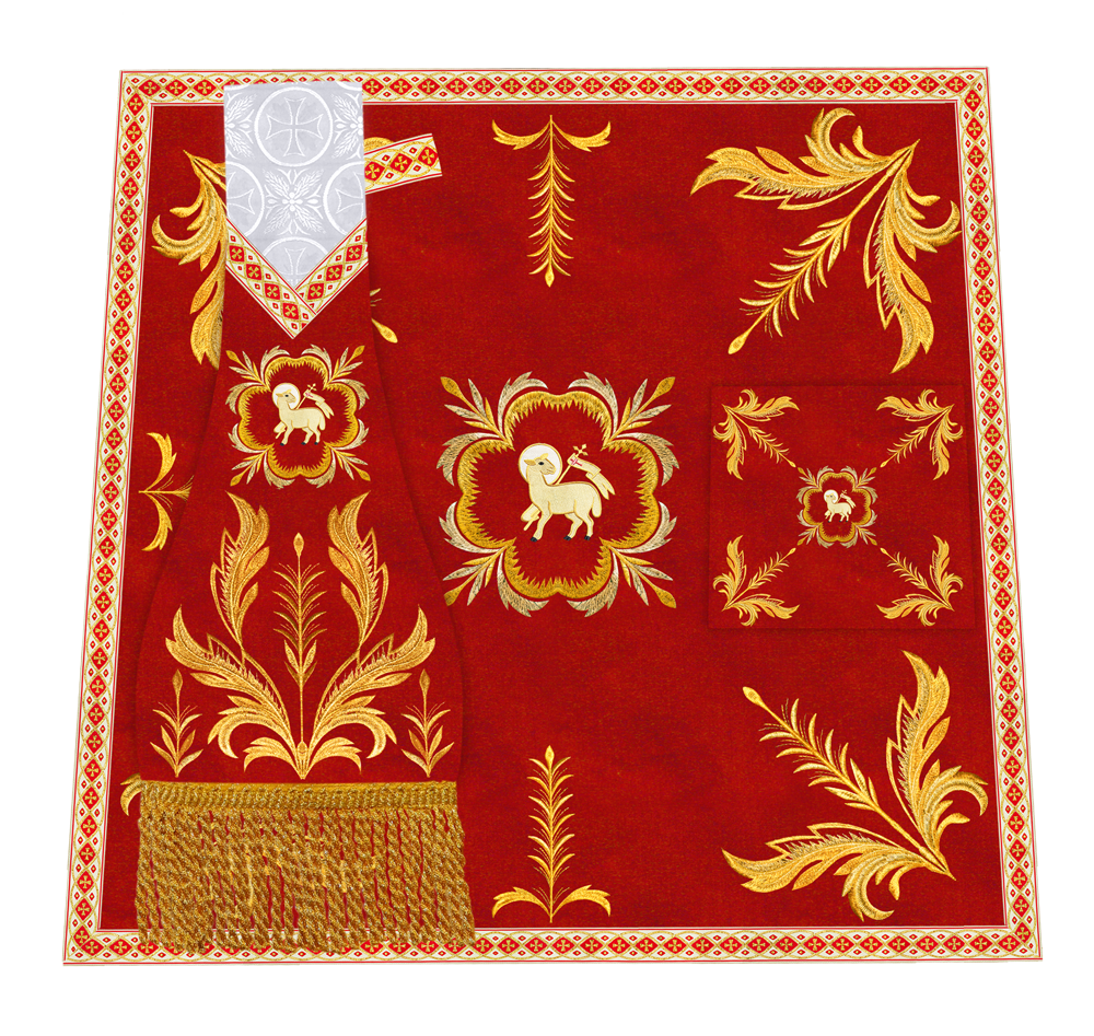 Altar Table Cloth with Fine Embroidered Trims & Spiritual Motifs