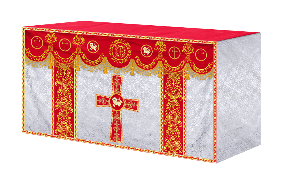 Ornate Altar Cloth with Gold Embroidery & Gothic Cross Design