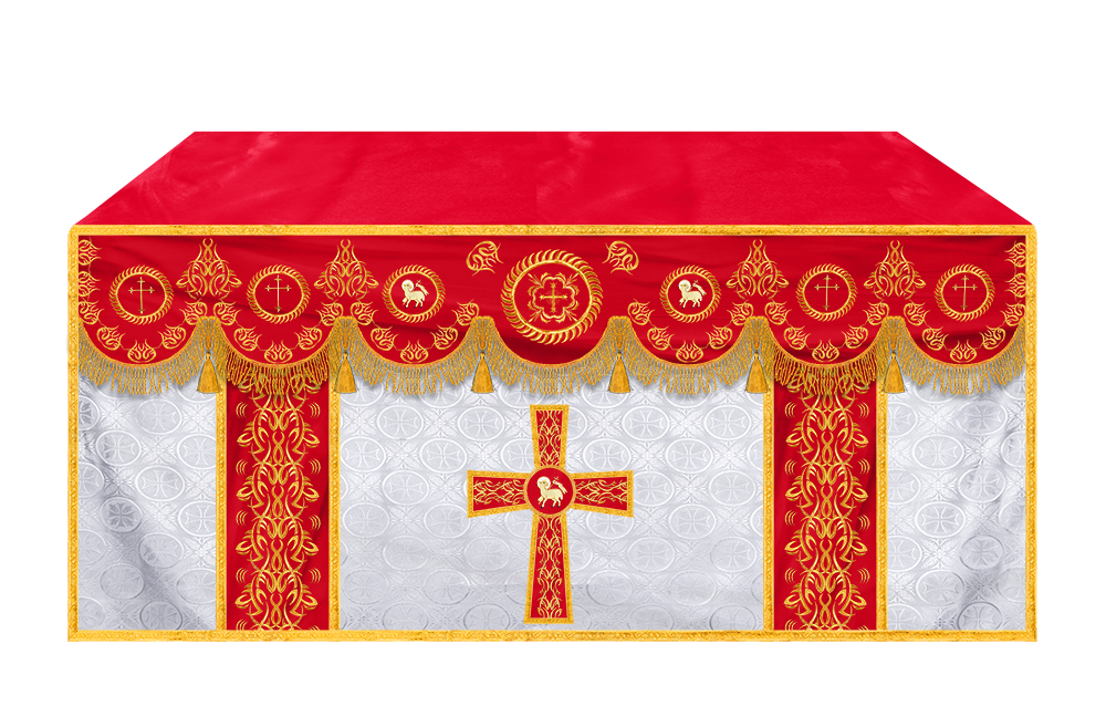 Liturgical Altar Table Cloth with Elegant Embroidery Trims