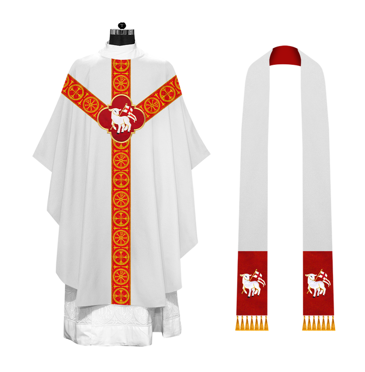 Gothic Chasuble Vestment with Y type braided orphrey