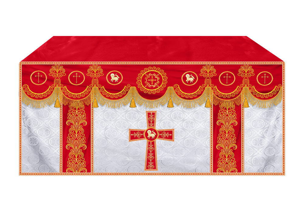 Ornate Altar Cloth with Gold Embroidery & Gothic Cross Design