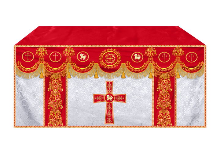 Ornate Altar Cloth with Gold Embroidery & Gothic Cross Design