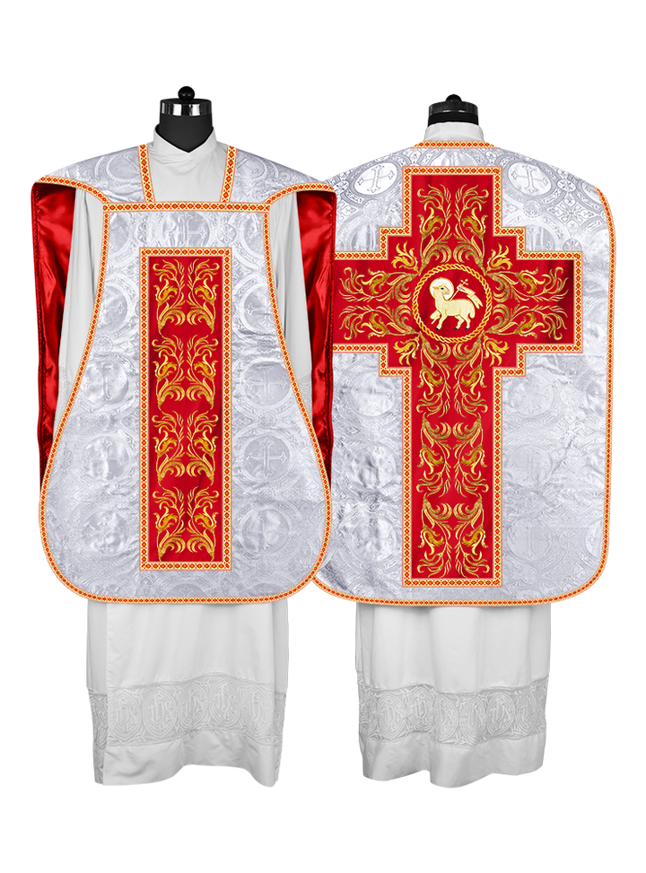 Roman Chasuble Vestment With Woven Braids and Trims