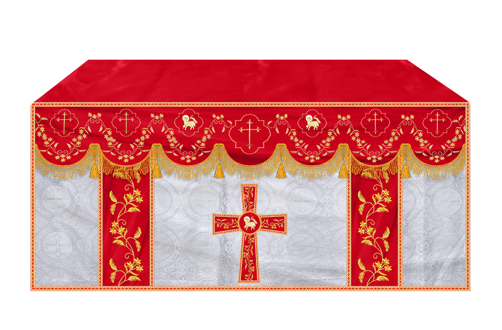 Altar Table Cloth With Floral Embroidery trims