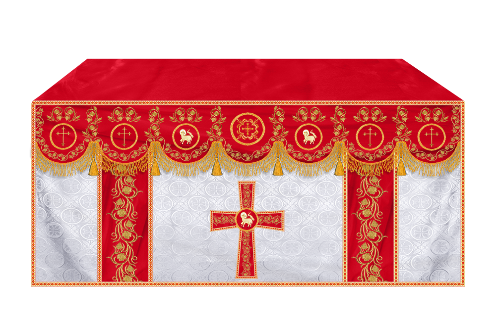 Embroidered Altar Cloth Embellished with Spiritual Motifs