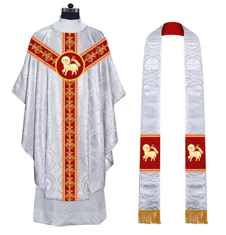 Gothic Chasuble Vestments With  Liturgical Motifs and Trims