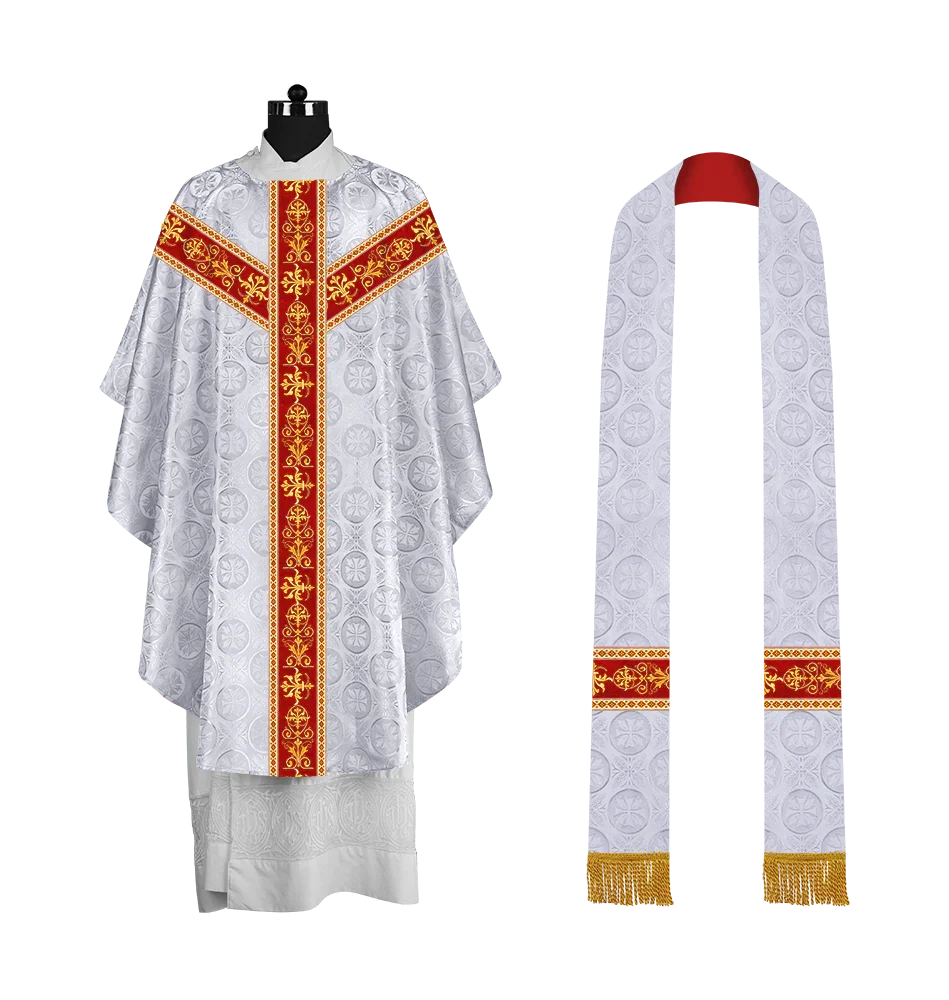 Elegant Gothic Chasuble with Embroidered Motif & Y-type Orphrey